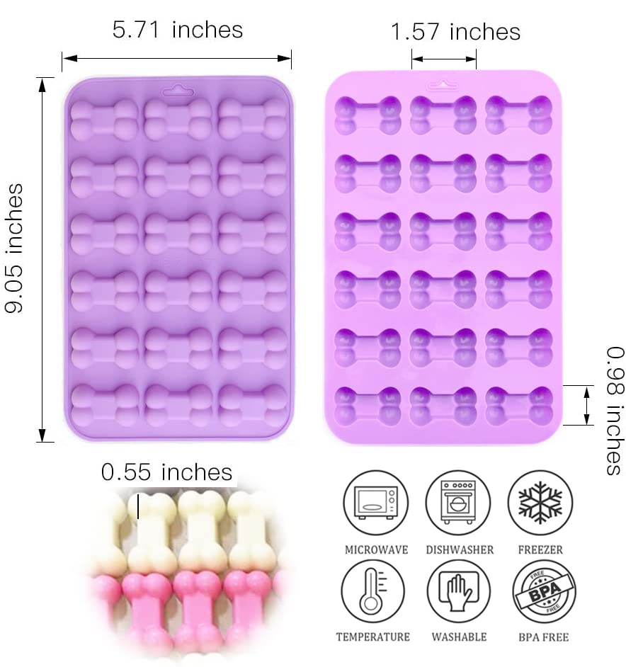 Silicone Molds Puppy Dog Paw and Bone, Non-Stick Food Grade Silicone Molds for Chocolate, Candy, Jelly, Ice Cube, Dog Treats, Cupcake Baking Mould, Muffin pan (Set of 4PCS)