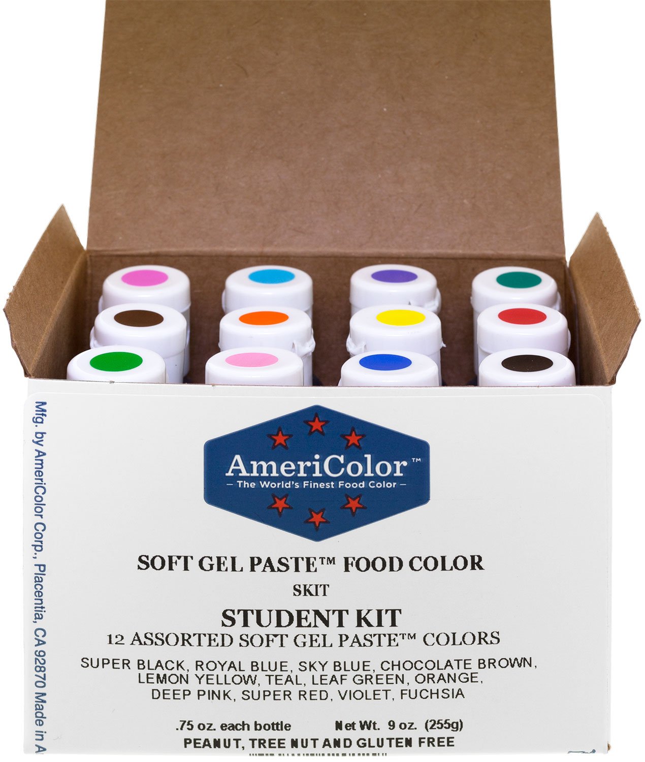 Food Coloring AmeriColor Student - Kit 12 .75 Ounce Bottles Soft Gel Paste Colors