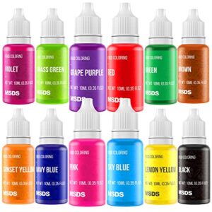 food coloring cake decorating set - 12 vibrant color food grade food dye liquid edible tasteless concentrated neon icing colors for baking macaron frosting fondant cookie slime making diy supplies kit - 0.35 fl. oz (10 ml)/bottles