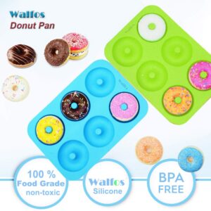 Walfos Silicone Donut Mold - Non-Stick Silicone Doughnut Pan Set, Just Pop Out! Heat Resistant, Make Perfect Donut Cake Biscuit Bagels, BPA FREE and Dishwasher Safe, Set of 3