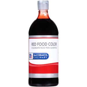 mccormick culinary red food coloring, 32 fl oz - one 32 fluid ounce bottle of red food dye with rich red color perfect for red velvet cakes, frosting, icing, cookies and more