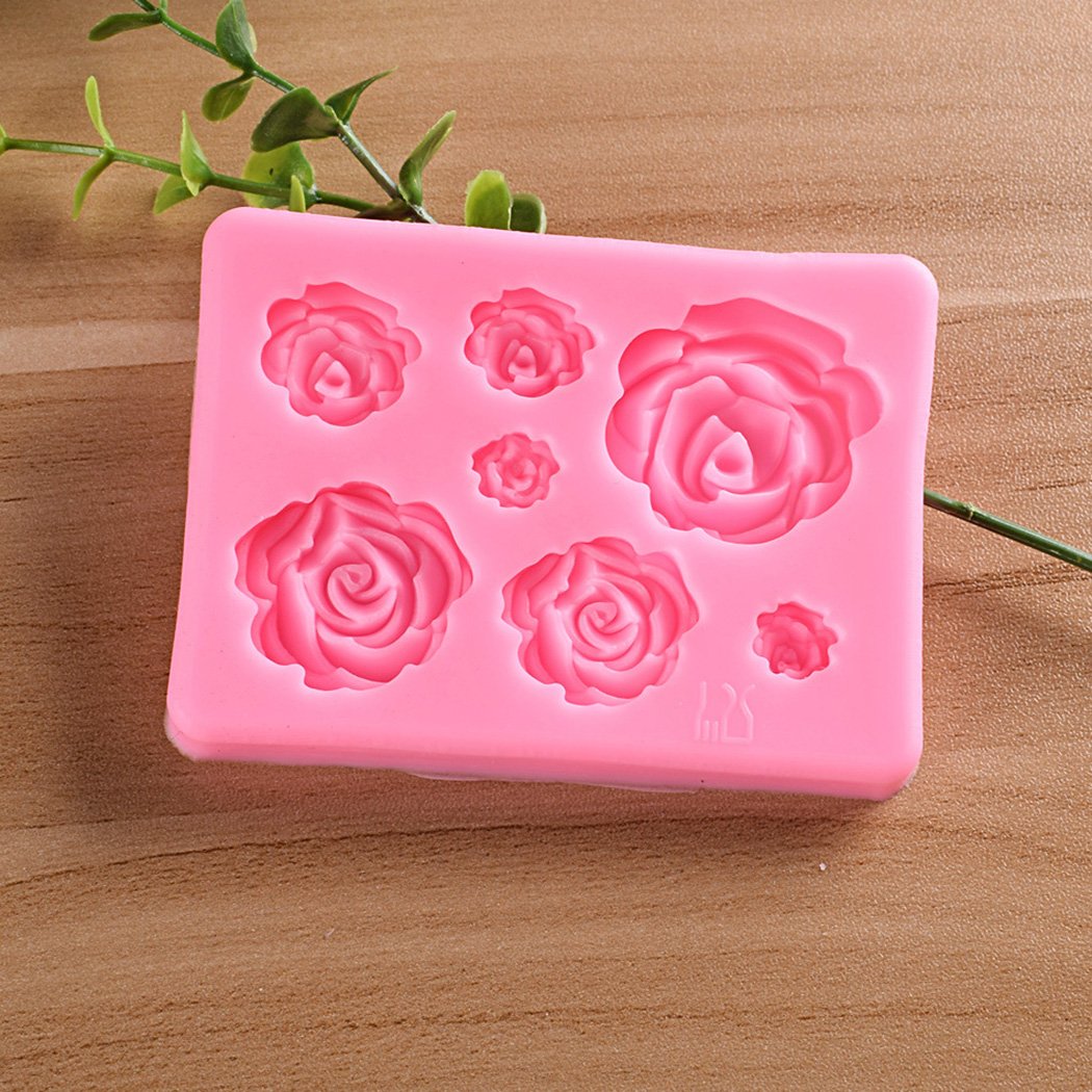 SaSa Design Rose Silicone Mold,Small Soap Clay Fimo Chocolate Sugarcraft Baking Tool DIY Cake Silicone Mold for Baby Shower Party Birthday Party Cake Decoration (Small Rose Mold)