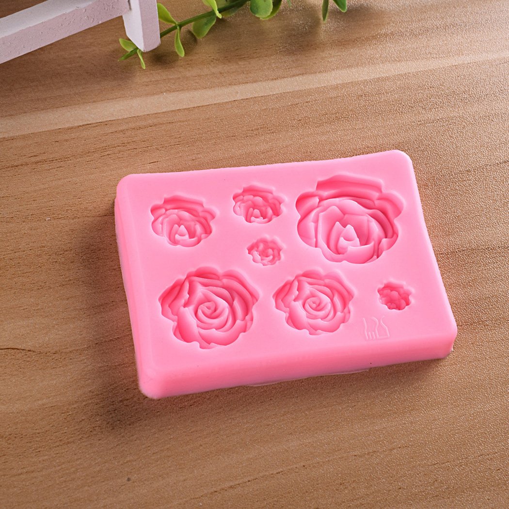 SaSa Design Rose Silicone Mold,Small Soap Clay Fimo Chocolate Sugarcraft Baking Tool DIY Cake Silicone Mold for Baby Shower Party Birthday Party Cake Decoration (Small Rose Mold)