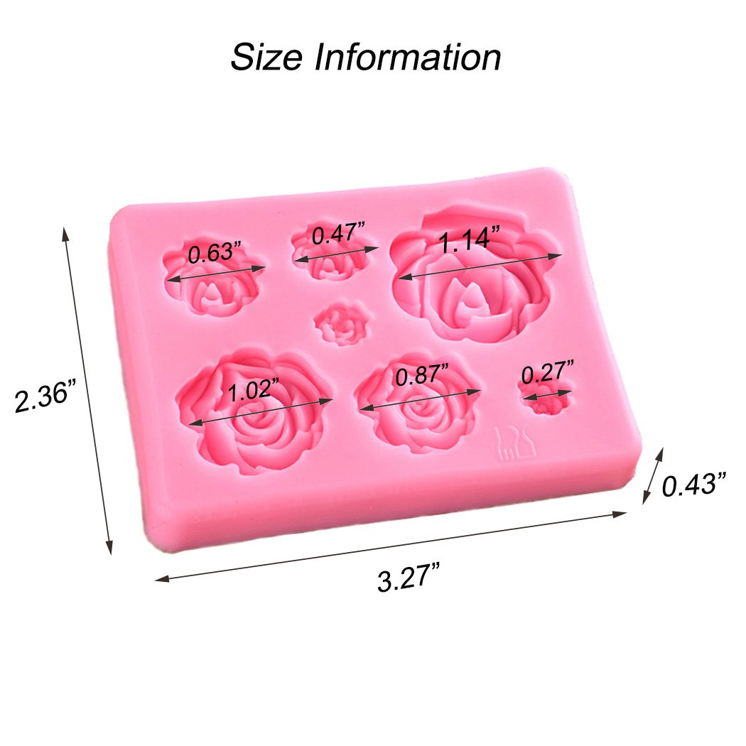 SaSa Design Rose Silicone Mold,Small Soap Clay Fimo Chocolate Sugarcraft Baking Tool DIY Cake Silicone Mold for Baby Shower Party Birthday Party Cake Decoration (Small Rose Mold)