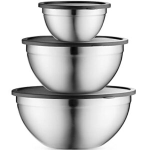 table concept mixing bowls with airtight lids, stainless steel nesting bowl set for space saving storage, ideal for cooking, baking, prepping & food storage