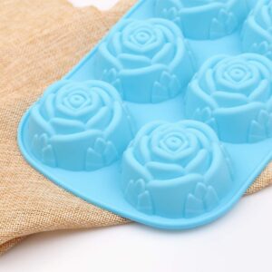 homEdge 6-Cavity Silicone Flowers Shaped Mold, Set of 3PCS Non Stick Silicone Jumbo Rose Mold for Candy Chocolate Jelly, Ice Cube – Roses