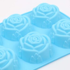 homEdge 6-Cavity Silicone Flowers Shaped Mold, Set of 3PCS Non Stick Silicone Jumbo Rose Mold for Candy Chocolate Jelly, Ice Cube – Roses