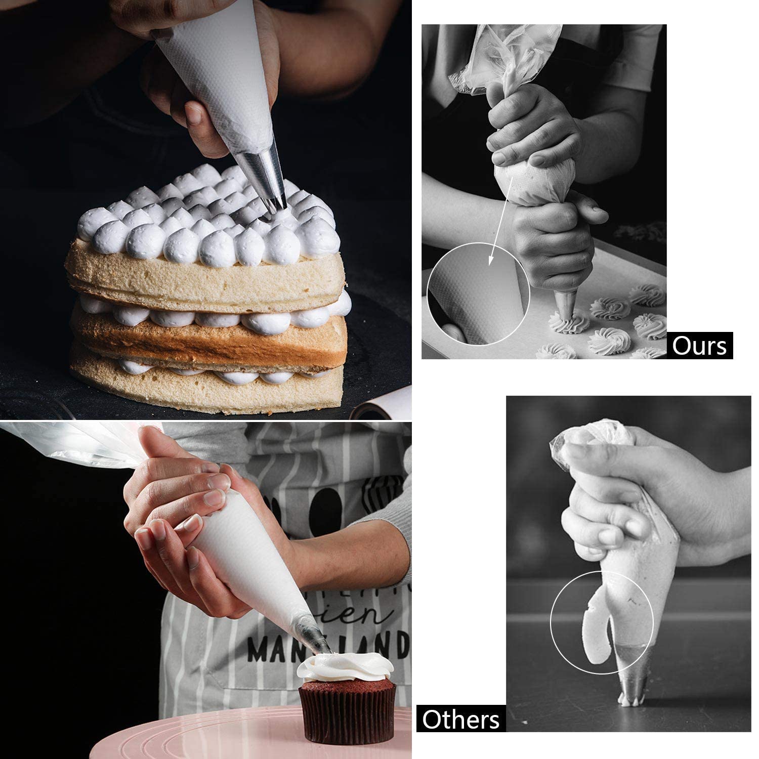 400 Pcs Disposable Piping Bags 12inch Anti-Burst Pastry Bags, Tipless Icing Piping Bag for Cake, Cream Frosting and Cookie Decoration Supplies