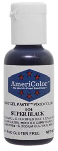 americolor, super black, .75 ounce bottle, soft gel paste food color