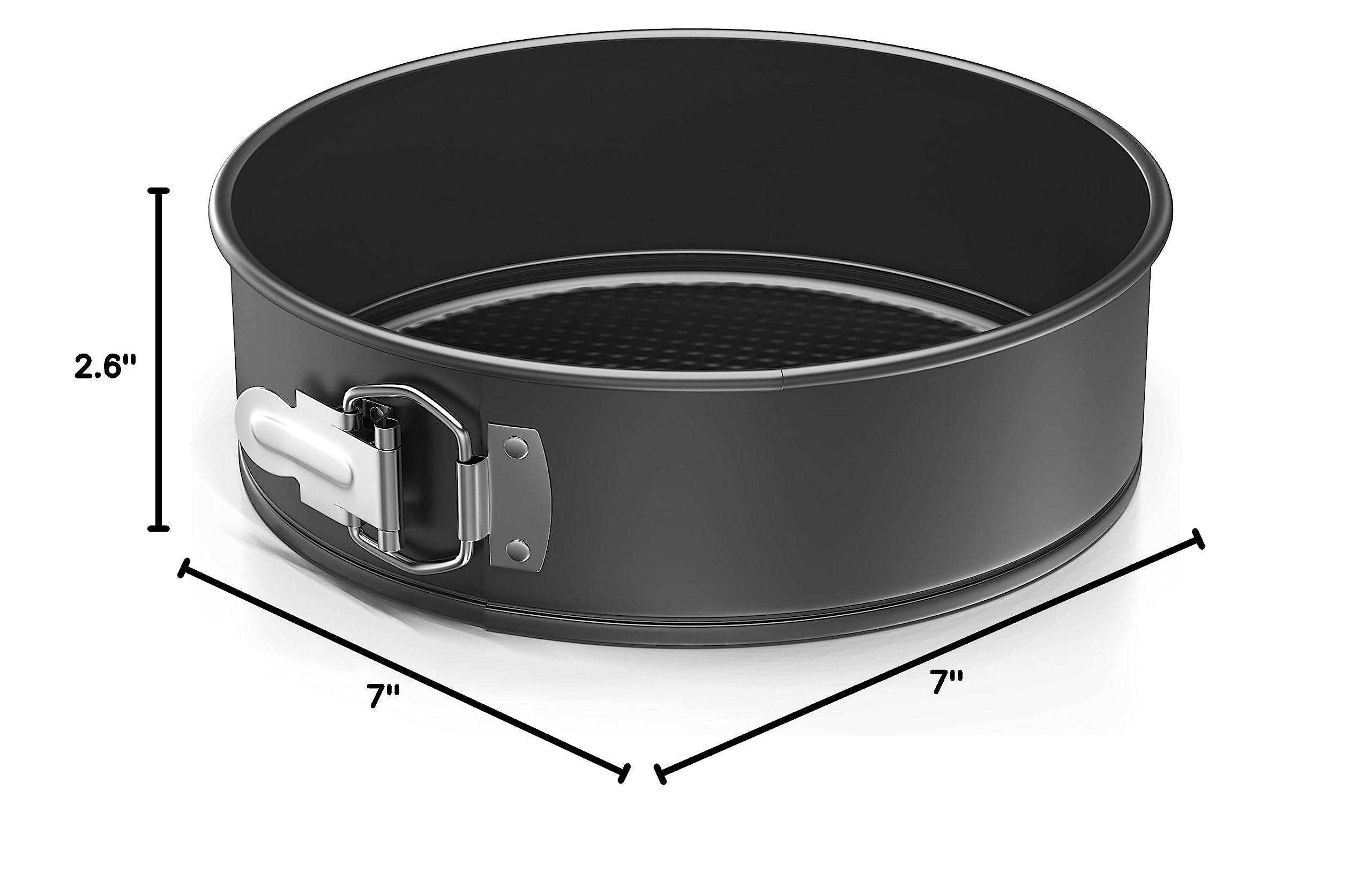 InstaExtras 9-Inch Round Aluminum Cake Pan, Black, 100% Dishwasher Safe, Leakproof Lid, Removable Bottom, 9in x 2.5in