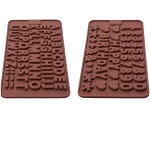 silicone letter mold and number chocolate molds with happy birthday cake decorations symbols 2pcs