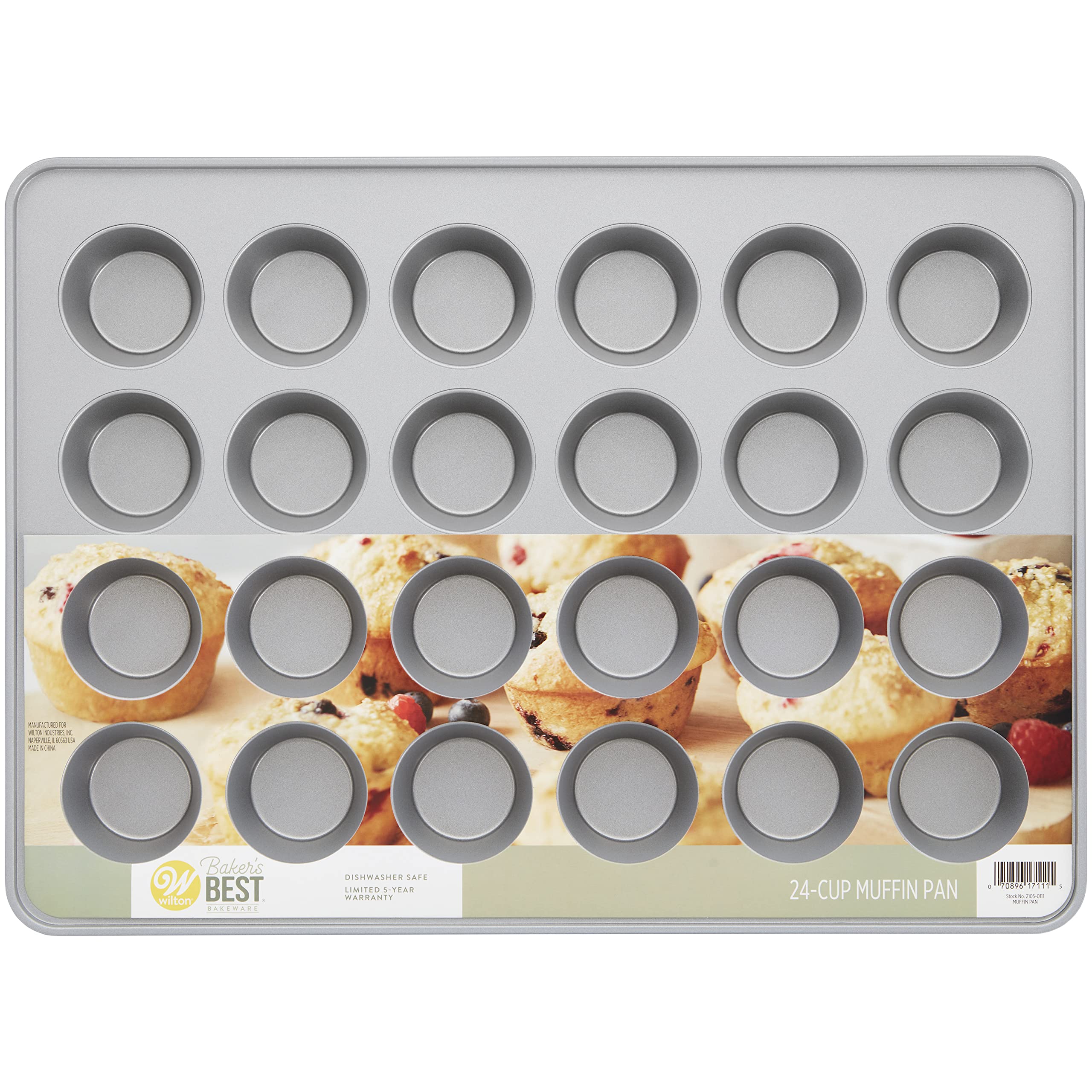 Wilton Baker's Best Non-Stick Bakeware Muffin Pan, 24-Cup Cupcake Pan, Steel, Silver