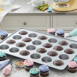 Wilton Baker's Best Non-Stick Bakeware Muffin Pan, 24-Cup Cupcake Pan, Steel, Silver