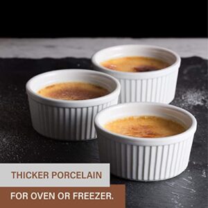 Bellemain Creme Brulee 4 oz Ramekins | Mini Casserole Dish Set, Charcuterie Bowls, Pot Pie Baking Dishes, Souffle Cups, Soy Sauce Bowls | Fluted Porcelain Bowls, Oven Safe to 500F, Set of 6 (White)