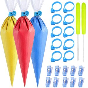 122pieces tipless piping bags - 100pcs disposable piping pastry bag for royal icing/cookies decorating - 10 pastry bag ties,10 clips &2 scriber needle - best cookie tools (12 inch)