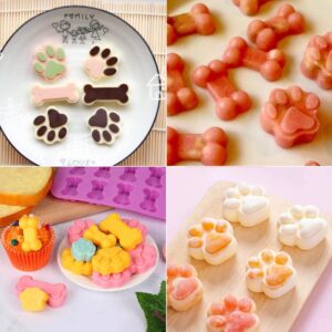 Silicone Molds Puppy Dog Paw and Bone Molds (6 PCS) for Baking, Chocolate, Candy, Jelly,Ice Cube Silicone Treat Molds