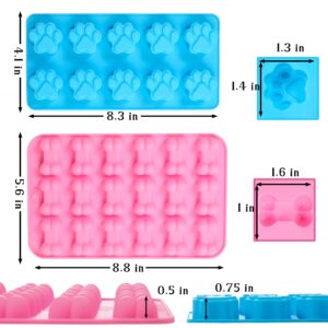 Silicone Molds Puppy Dog Paw and Bone Molds (6 PCS) for Baking, Chocolate, Candy, Jelly,Ice Cube Silicone Treat Molds