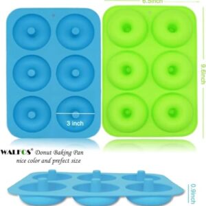 Walfos Silicone Donut Mold - Non-Stick Silicone Doughnut Pan Set, Just Pop Out! Heat Resistant, Make Perfect Donut Cake Biscuit Bagels, BPA FREE and Dishwasher Safe, Set of 2