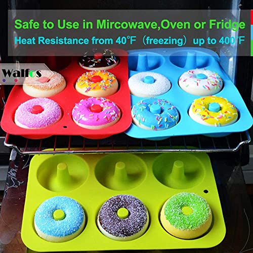 Walfos Silicone Donut Mold - Non-Stick Silicone Doughnut Pan Set, Just Pop Out! Heat Resistant, Make Perfect Donut Cake Biscuit Bagels, BPA FREE and Dishwasher Safe, Set of 2