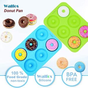 Walfos Silicone Donut Mold - Non-Stick Silicone Doughnut Pan Set, Just Pop Out! Heat Resistant, Make Perfect Donut Cake Biscuit Bagels, BPA FREE and Dishwasher Safe, Set of 2