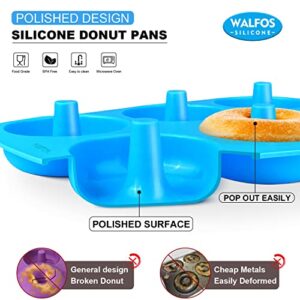 Walfos Silicone Donut Mold - Non-Stick Silicone Doughnut Pan Set, Just Pop Out! Heat Resistant, Make Perfect Donut Cake Biscuit Bagels, BPA FREE and Dishwasher Safe, Set of 2