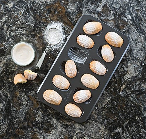 Bellemain Madeleine Pan | 12-Well Madeleine Mold Makes 12 Madeleine Cookies | Nonstick Tea Cake Pan for Madeleines, Cakelet Pan | Warp-Resistant Carbon Steel Madeline Pans (2-Pack)