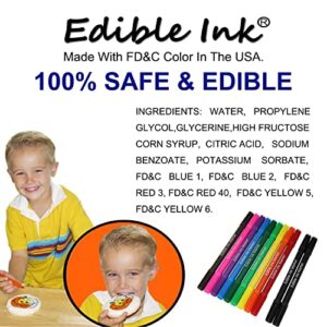 Food coloring Pens, 11Pcs Double Sided Food Grade and Edible Marker,Gourmet Writers for Decorating Fondant,Cakes, Cookies, Frosting, Easter Eggs, Thick Tip and Fine Tip, 10 Colors, by Edibleink
