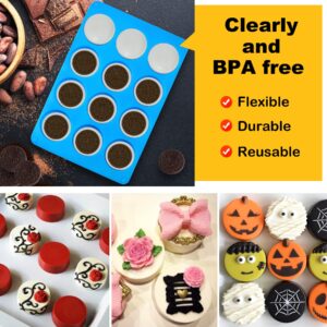 Sidosir 3Pcs Oreo Cookie Chocolate Silicone Mold, 12-Cavity Round Cylinder Oreo Chocolate Cover Molds for Candy, Silicone Baking Molds for Mini Cakes, Jelly