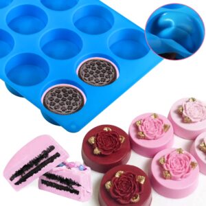 Sidosir 3Pcs Oreo Cookie Chocolate Silicone Mold, 12-Cavity Round Cylinder Oreo Chocolate Cover Molds for Candy, Silicone Baking Molds for Mini Cakes, Jelly