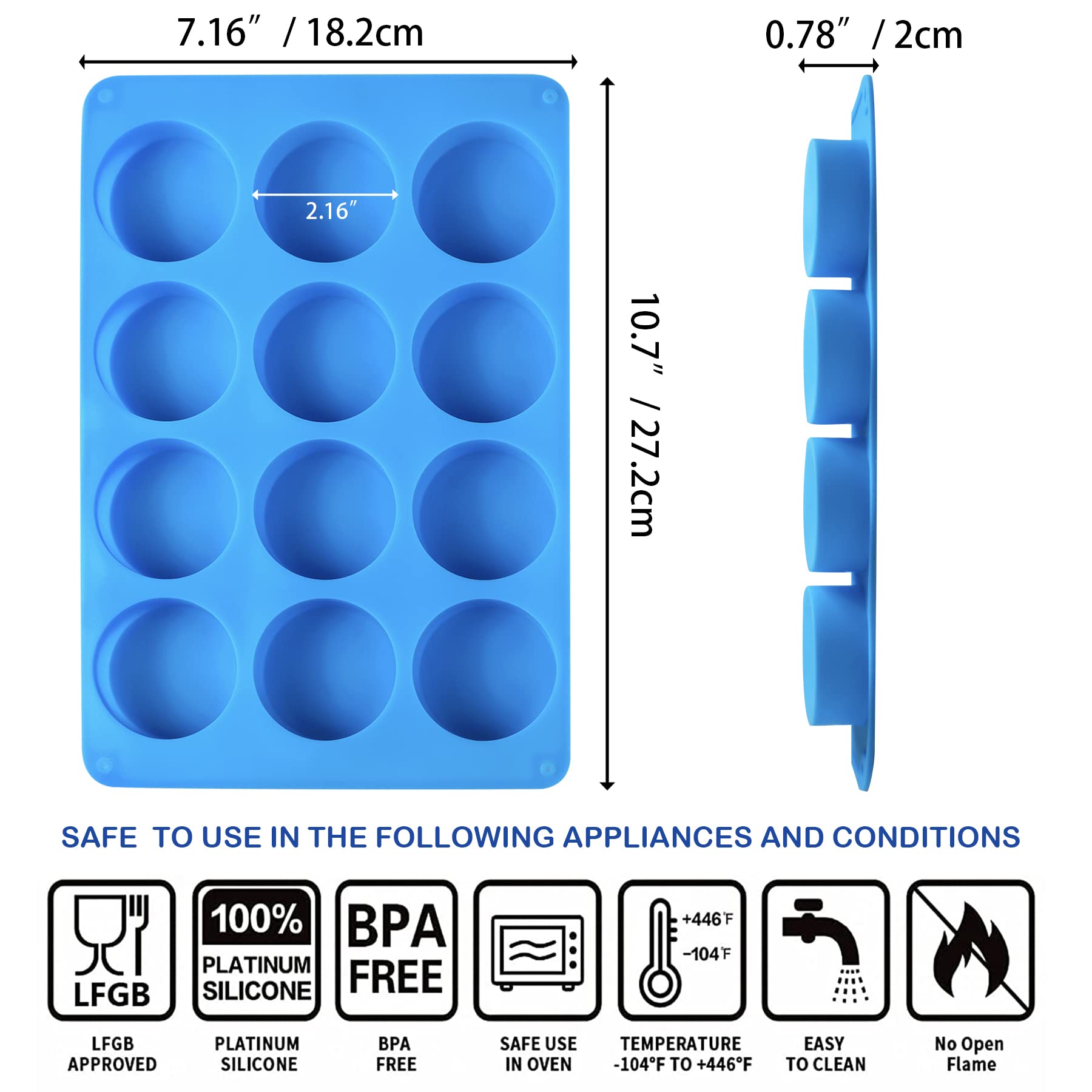 Sidosir 3Pcs Oreo Cookie Chocolate Silicone Mold, 12-Cavity Round Cylinder Oreo Chocolate Cover Molds for Candy, Silicone Baking Molds for Mini Cakes, Jelly