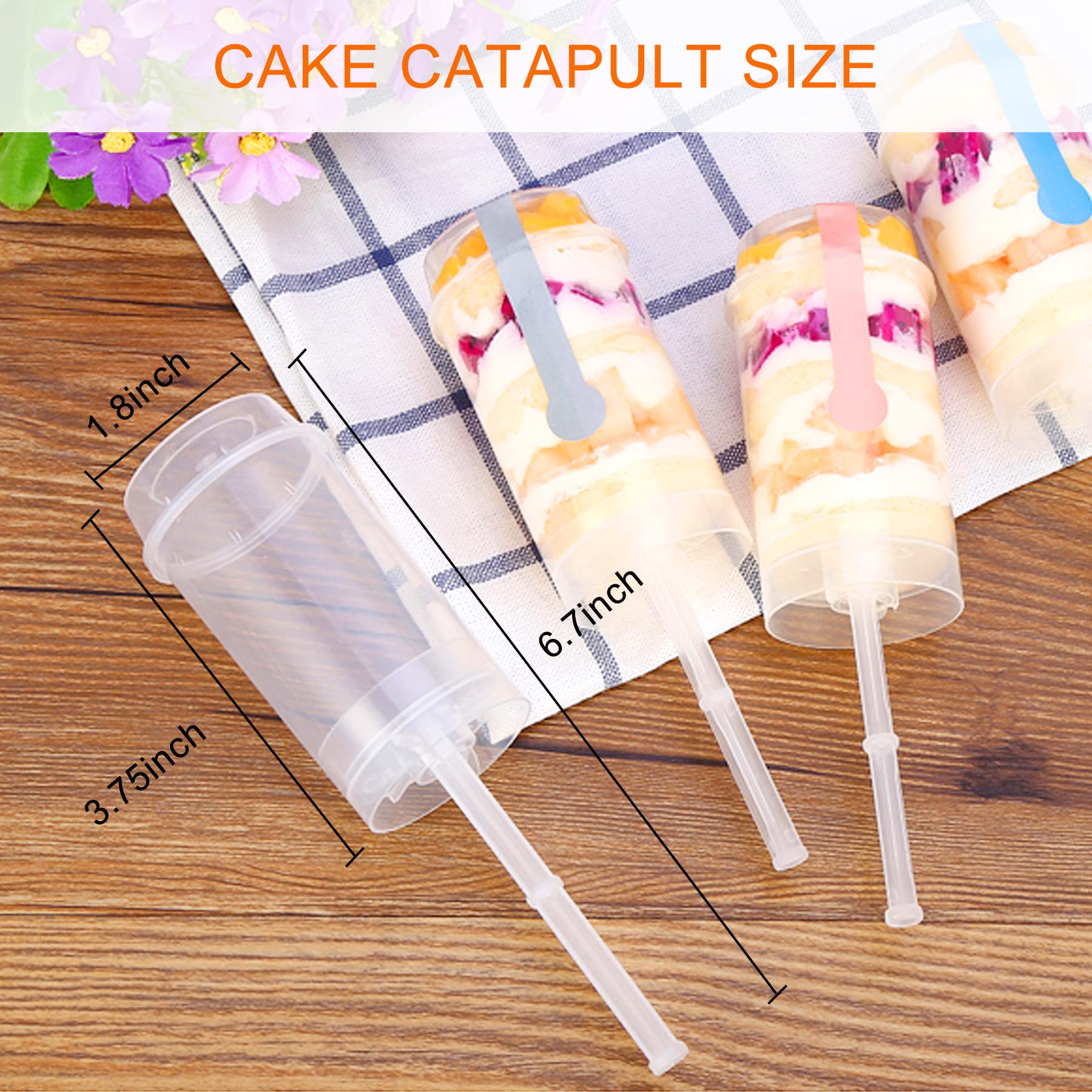 Csdtylh 24 Pack Cake Push Pop Containers with Lids, Reusable Cake Push Pops, Muti-purpose Push Pop Cake Containers, Plastic Cake Push-up Pop Shooter for Cupcake, Confetti, Homemade Ice Cream,Desserts