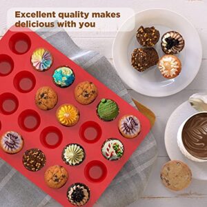 SILIVO 2-inch Deep Mini Muffin Pans Nonstick 24 Cup(2 Pack) - Mini Cupcake Pans - Silicone Mini Muffin Tins for Muffins, Cupcakes and Egg Bites