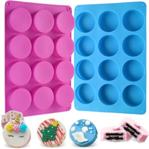 sakolla 2 pcs round chocolate cookie molds, cylinder silicone mold, perfect for chocolate covered oreos, cake, candy, pudding, mini soap