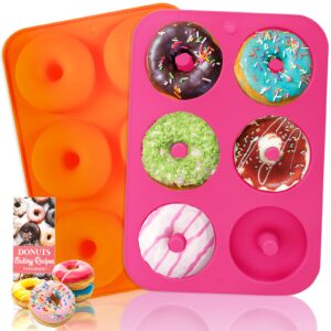 loves (2pcs) 6-cavity silicone donut baking pan/non-stick donut mold, dishwasher, oven, microwave, freezer safe