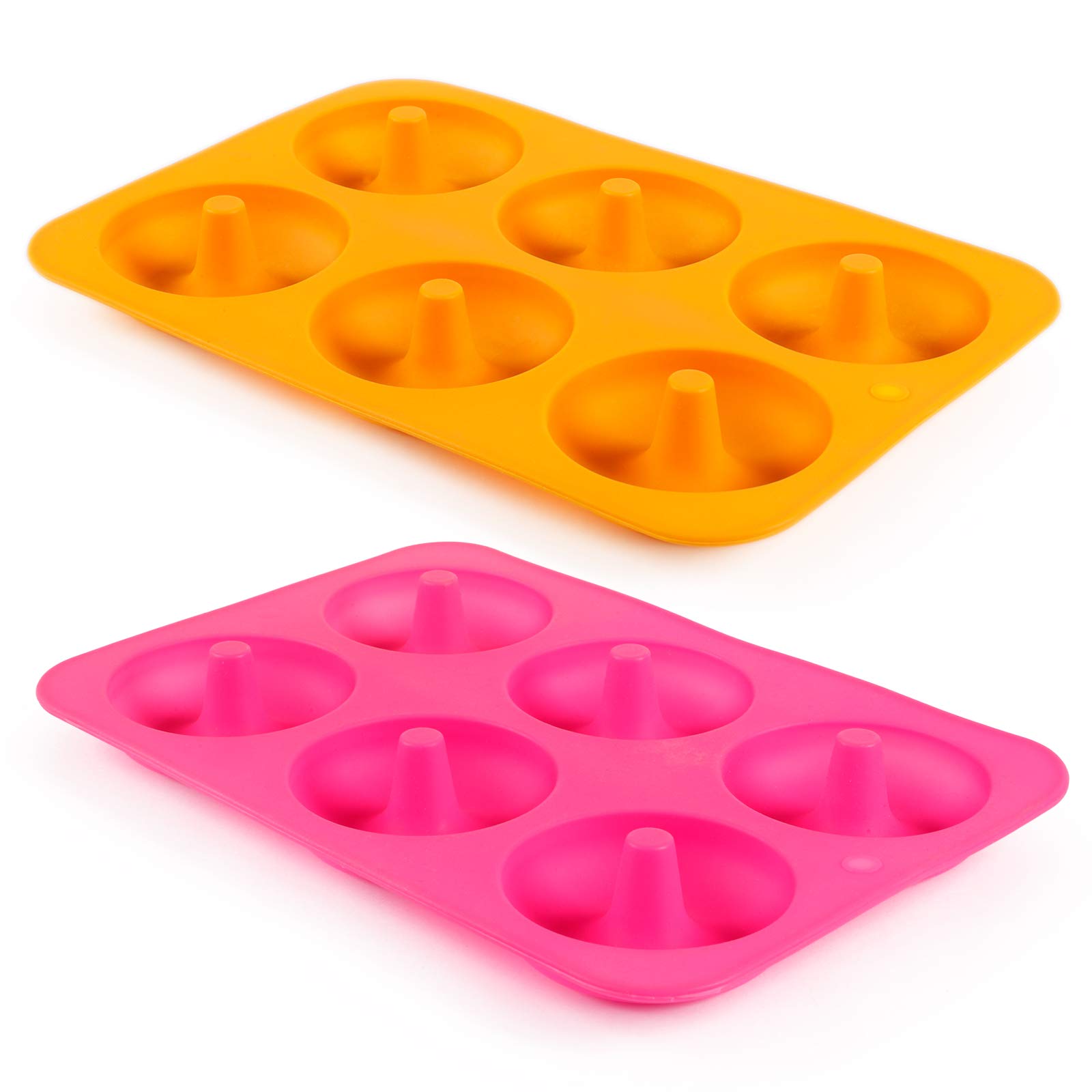 LoveS (2pcs) 6-Cavity Silicone Donut Baking Pan/Non-Stick Donut Mold, Dishwasher, Oven, Microwave, Freezer Safe