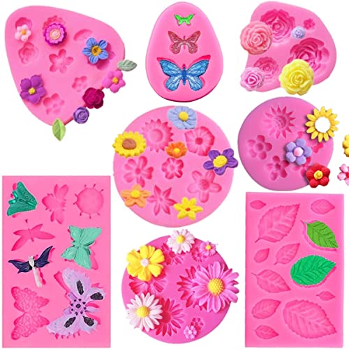 FIRETREESILVERFLOWER Silicone Mould for Flower and Butterfly Candy - for Cake Decoration,Chocolate Fudge, Polymer Clay, Soap, Confectionery Projects.