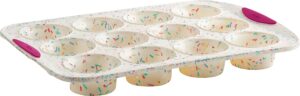 trudeau - 5118553 trudeau structured silicone muffin pan, 12 cup, confetti/fuschia