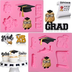 graduation molds silicone,graduation fondant molds with owl grad cap diploma scroll silicone molds for chocolate candy cookie cupcake cake decoration for 2024 graduation celebration