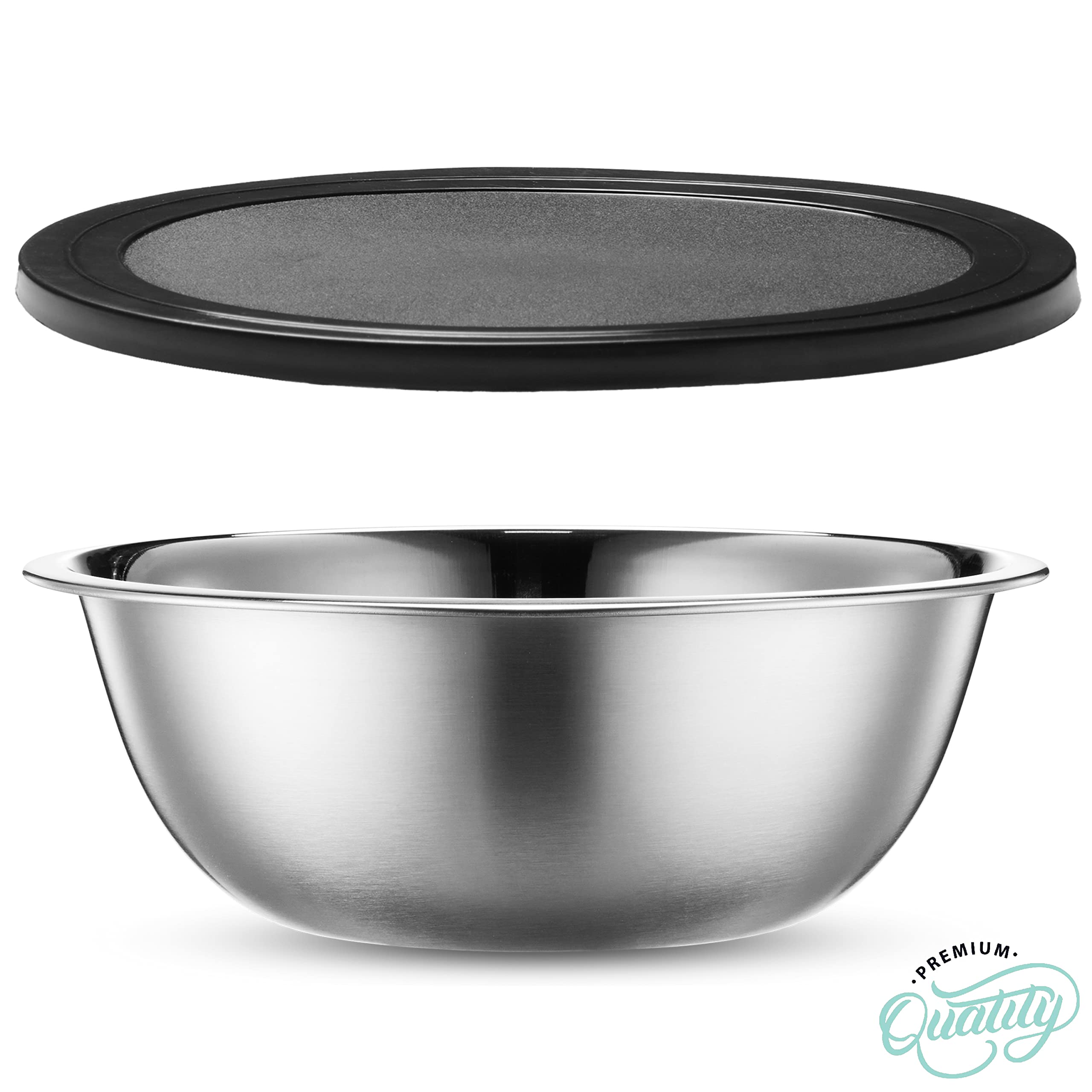 WHYSKO Stainless Steel Mixing Bowls With Lids Set, 5 Sizes Nesting Mixing Bowls for Your Kitchen Meal Prep, Cooking, Baking, and Food Storage (Silver Bowls - With Black Lids)