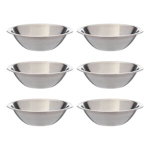 set of 6-6 1/2 inch wide stainless steel flat rim flat base mixing bowl