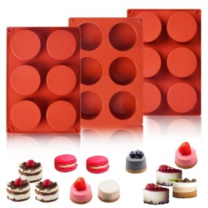3-pack oreo molds silicone 6-cavity round silicone baking molds for cylinder candy jello cake chocolate covered sandwich cookies, handmade resin mini soap