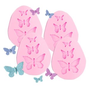 4 pack butterfly molds silicone mini butterfly fondant mold butterfly chocolate candy mold for cupcake,sugar crafts,diy polymer clay and cake decorating (butterfly)