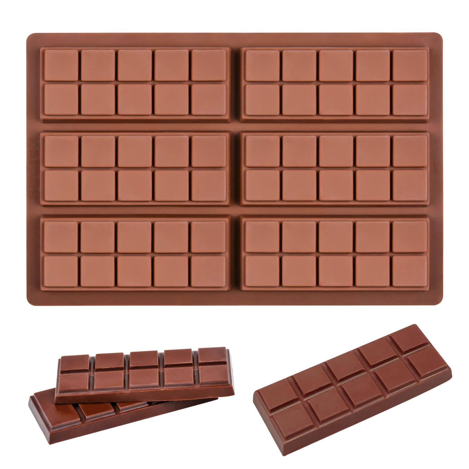 Fimary Chocolate Molds, Rectangle Chocolate Bar Sweet Molds Silicone Bakeware Wax Melt Molds, Pack of 1