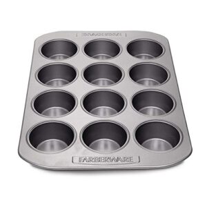 Farberware Nonstick Bakeware 12-Cup Muffin Tin / Nonstick 12-Cup Cupcake Tin - 12 Cup, Gray