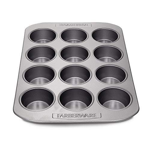 Farberware Nonstick Bakeware 12-Cup Muffin Tin / Nonstick 12-Cup Cupcake Tin - 12 Cup, Gray