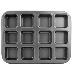 Beasea Brownie Pan with Dividers, 1 Set 12 Cavity All Edges Square Cupcake Brownie Pans Mini Cake Non Stick Baking Carbon Steel Bread Mold Small Edge 3x4 Individual Cutter Sheet Tray for Cookie Oven