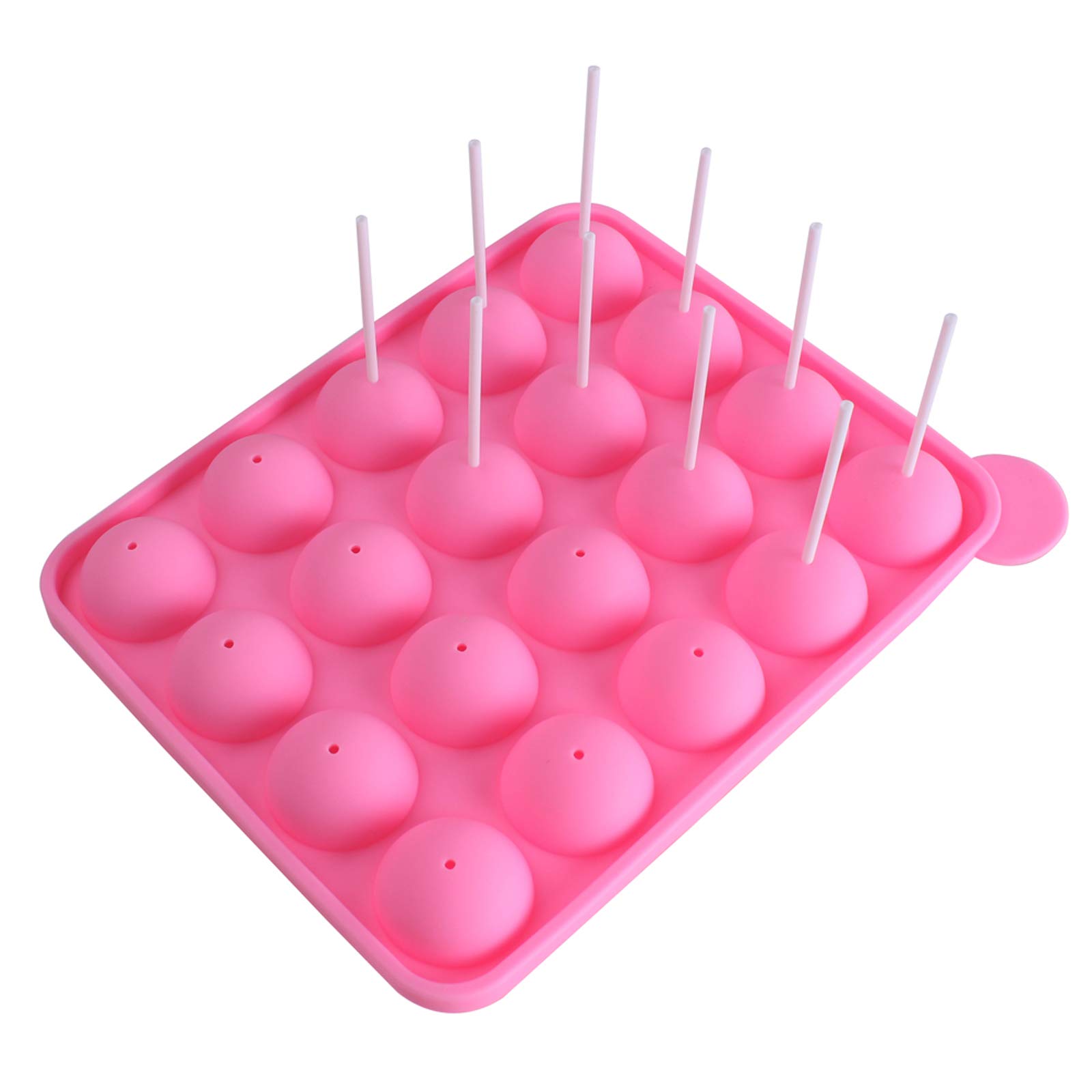 Z ZICOME 20 Cavity Silicone Pink Lolly Pop Party Cupcake Baking Mold Cake Pop Stick Mold Tray