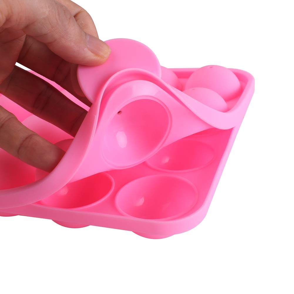 Z ZICOME 20 Cavity Silicone Pink Lolly Pop Party Cupcake Baking Mold Cake Pop Stick Mold Tray