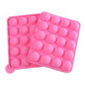 Z ZICOME 20 Cavity Silicone Pink Lolly Pop Party Cupcake Baking Mold Cake Pop Stick Mold Tray