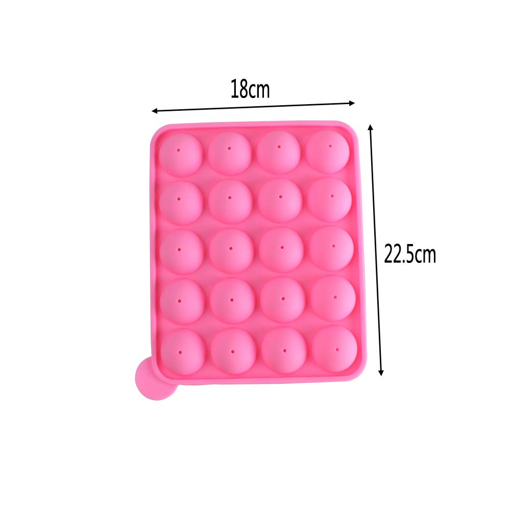 Z ZICOME 20 Cavity Silicone Pink Lolly Pop Party Cupcake Baking Mold Cake Pop Stick Mold Tray